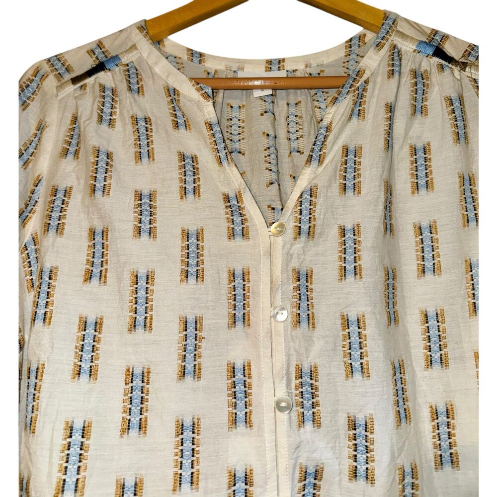 J. Jill Cream Geometric Print Button Front Blouse - Picture 3 of 8